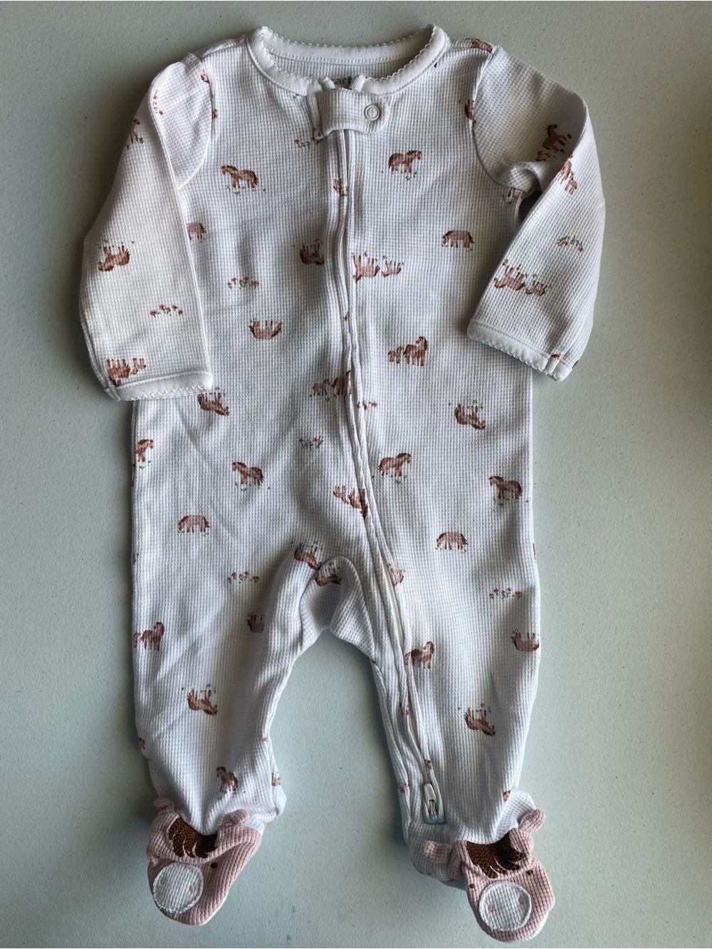 Carter's Horse Print Waffle Knit Footie Pajamas Size 6M